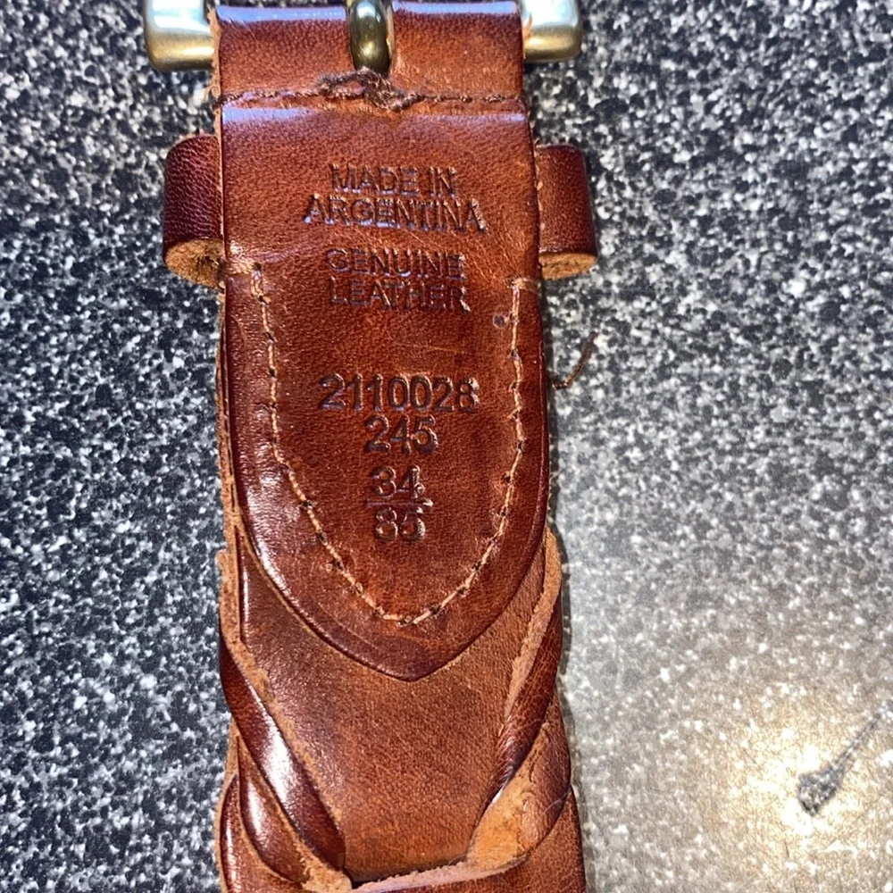 Made in Argentina Bridle Leather Belt with Stainless Steel Buckle & Tip size 34